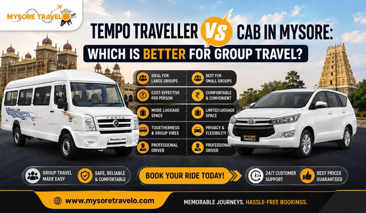 Tempo Traveller vs Cab in Mysore